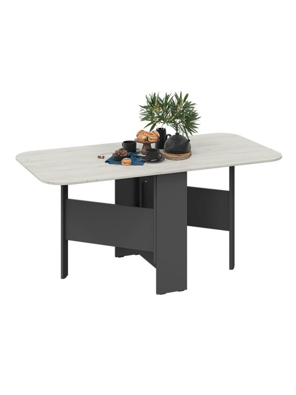 Стол-книга Трия Т1 дуб крафт белый/антрацит в раздвижном виде