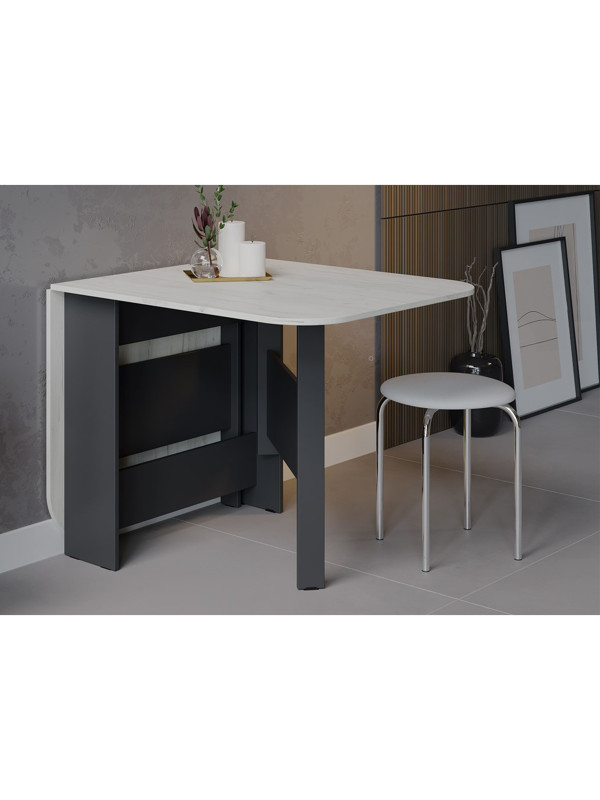 Стол-книга Трия Т1 дуб крафт белый/антрацит в интерьере