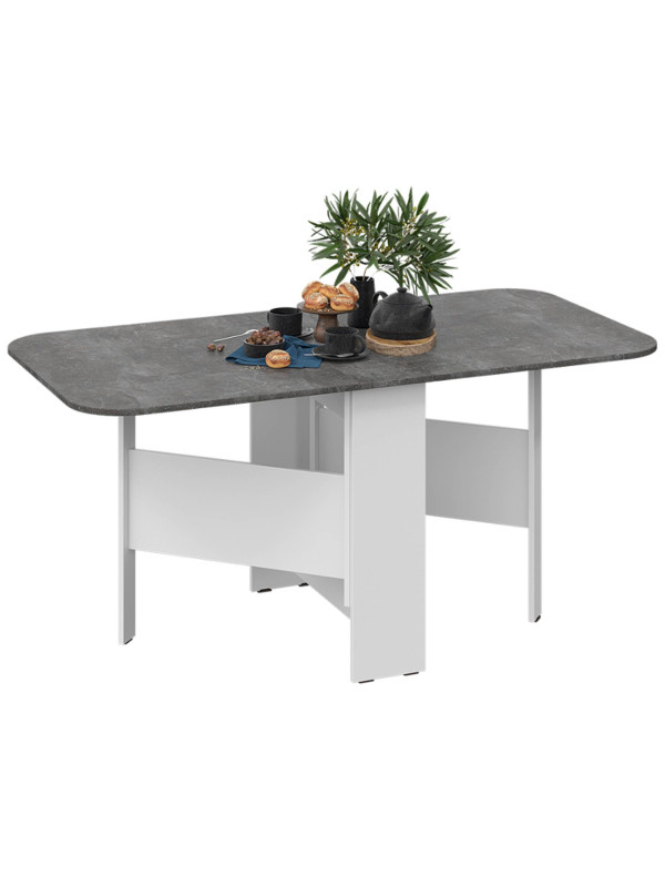 Стол-книга Трия Т1 ателье темный/белый в раздвижном виде