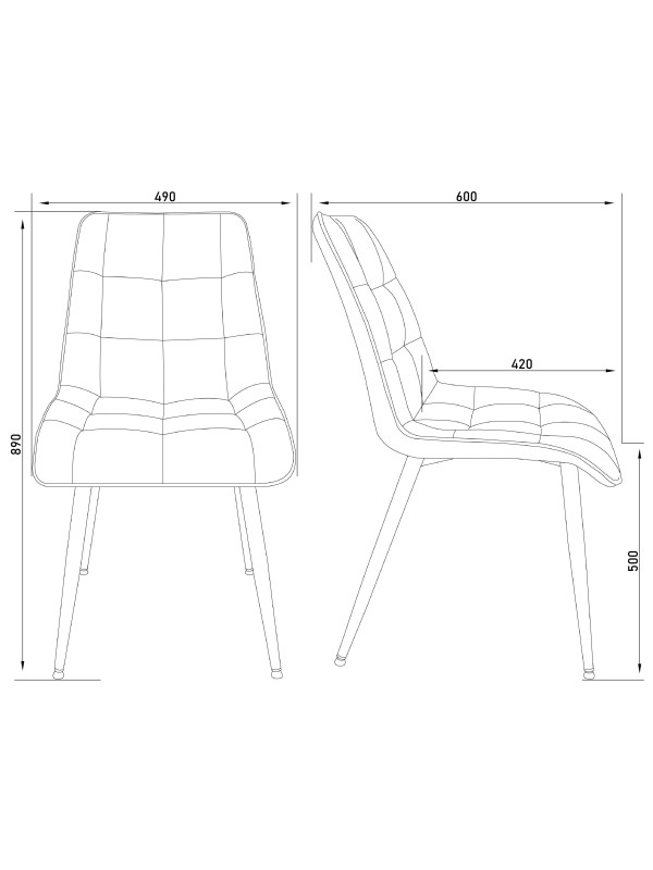 Стул AksHome Fred New коричневый вельвет/черный схема