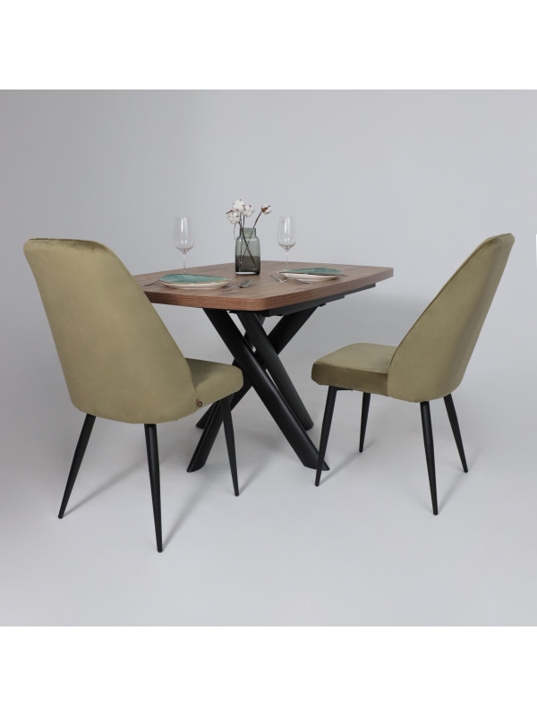 Стул MamaDoma Leonard M оливковый/черный в интерьере