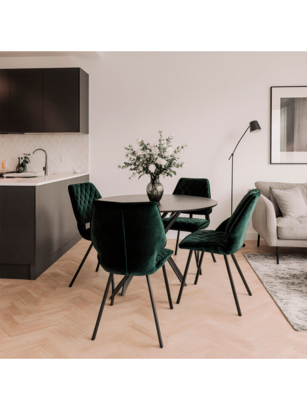 Стул MamaDoma Rafael-R 360  тёмно-зелёный/черный в интерьере
