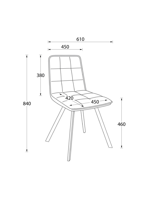 Стул MamaDoma Rom D серебряный/черный схема