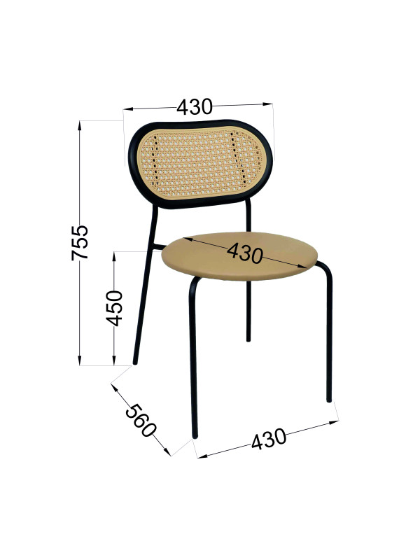 Стул AksHome Teo бежевый/черный схема