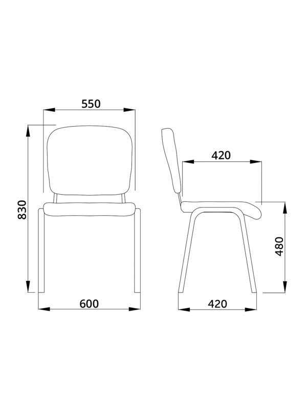 Стул офисный UTFC Изо BL С72 черный схема