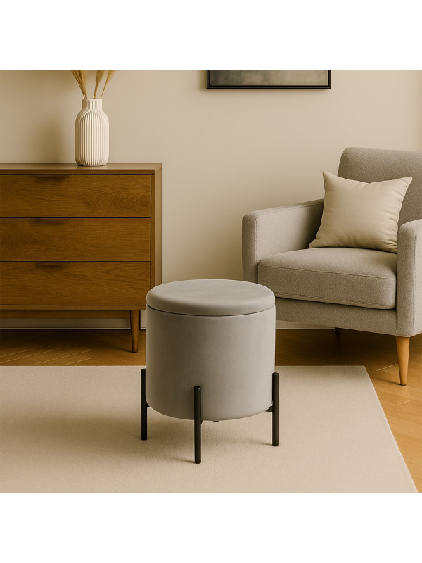 Пуф AksHome Boot серый/черный в интерьере