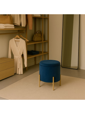 Пуф AksHome Boot синий/золотой в интерьере