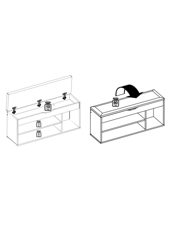 Банкетка Трия Тип 12 серый/белый вес