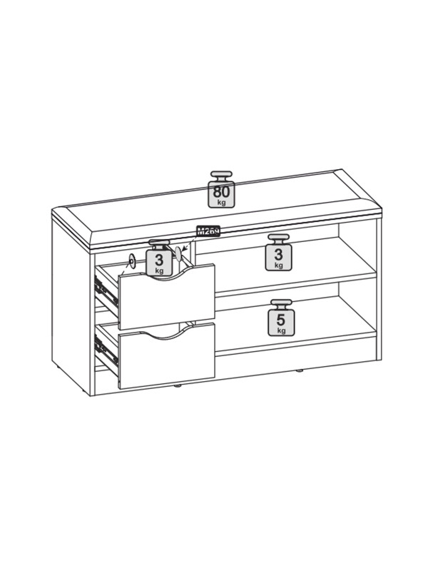Банкетка ТриЯ Тип 13 серый/белый вес