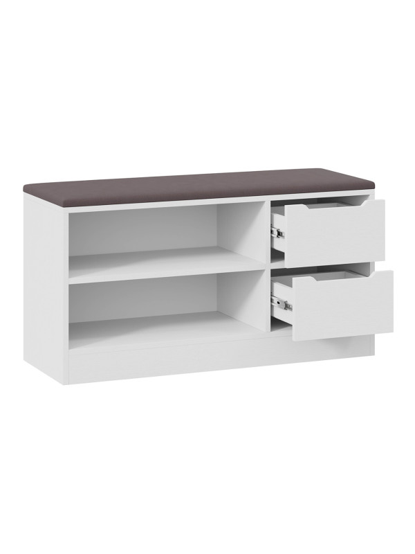 Банкетка ТриЯ Тип 13 серый/белый выдвижные ящики