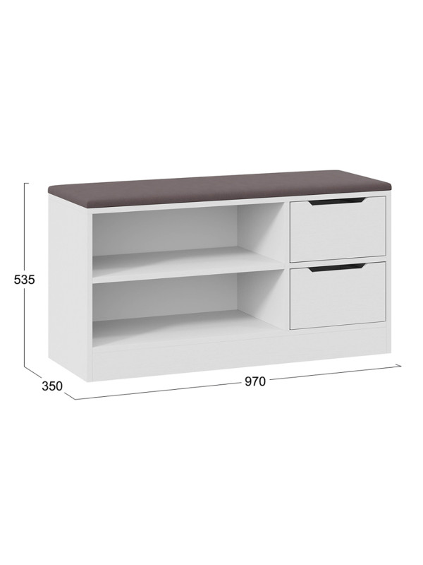 Банкетка ТриЯ Тип 13 серый/белый схема