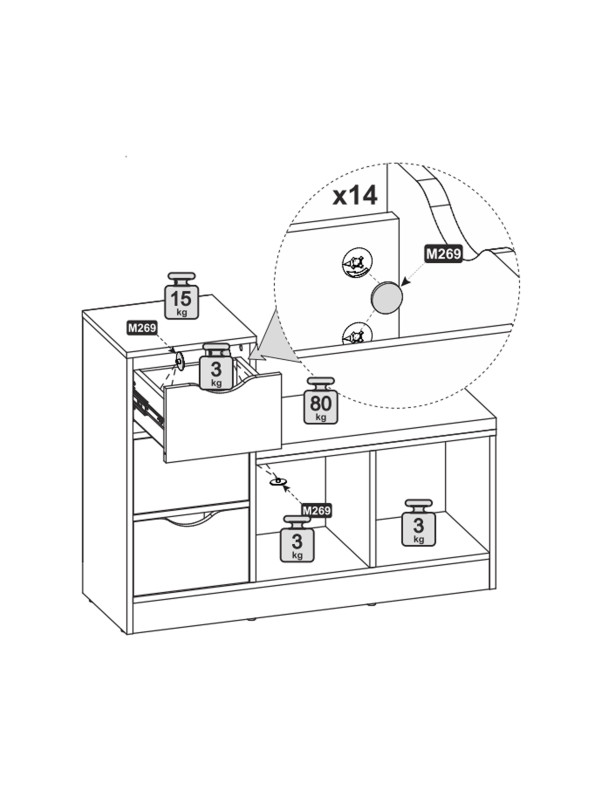 Банкетка ТриЯ Тип 14 серый/белый вес
