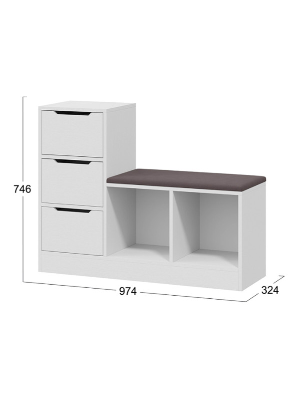 Банкетка ТриЯ Тип 14 серый/белый схема