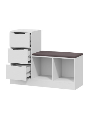 Банкетка ТриЯ Тип 14 серый/белый выдвижные ящики