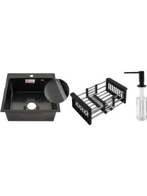Кухонная мойка Schtoff Best Decor Black 5050 (комплект коландер+дозатор)