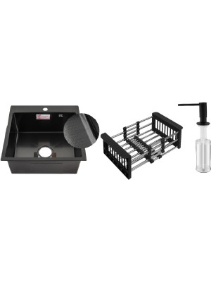 Кухонная мойка Schtoff Best Decor Black 5550 (комплект коландер+дозатор)