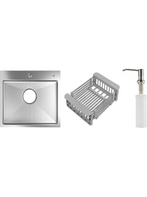 Кухонная мойка Schtoff Best Decor Silver 5050 (комплект коландер + дозатор серый)