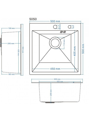 Кухонная мойка Schtoff Best Decor Black 5050 схема