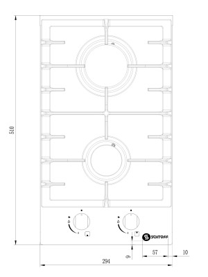 Газовая варочная панель Schtoff H3001C02IS Black схема