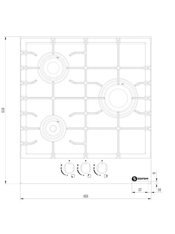 Газовая варочная панель Schtoff H4501C15IS White схема