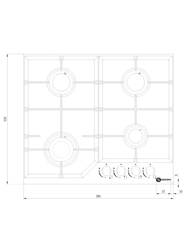 Газовая варочная панель Schtoff H6034C16IS Black схема