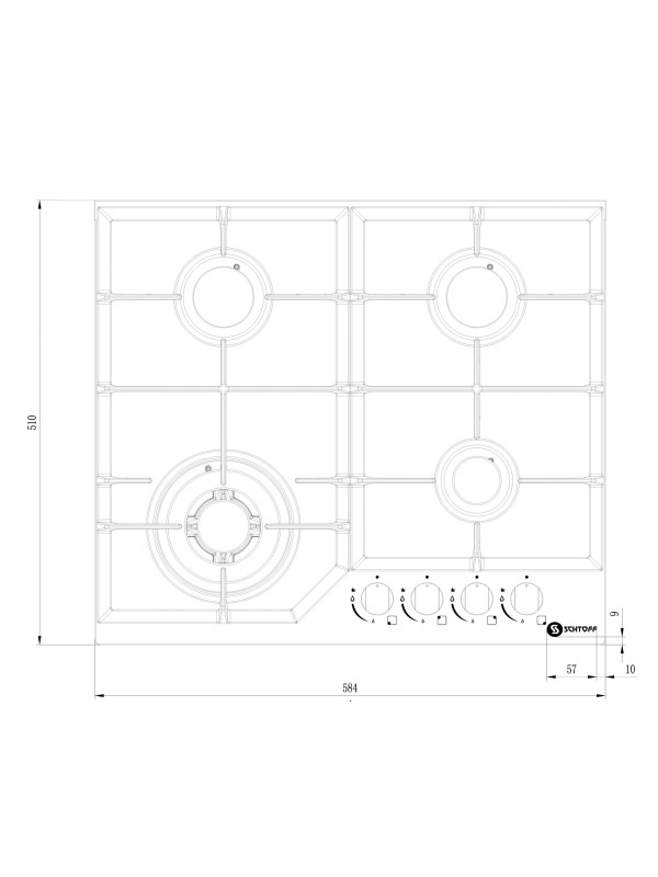 Газовая варочная панель Schtoff H6034C30IS White схема