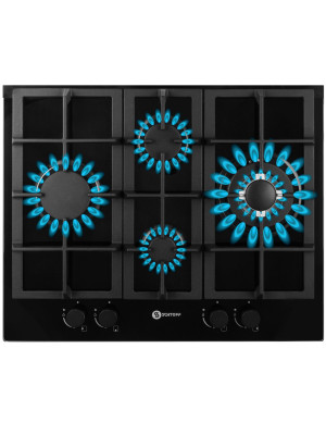 Газовая варочная панель Schtoff H6047C30IS Black включенная