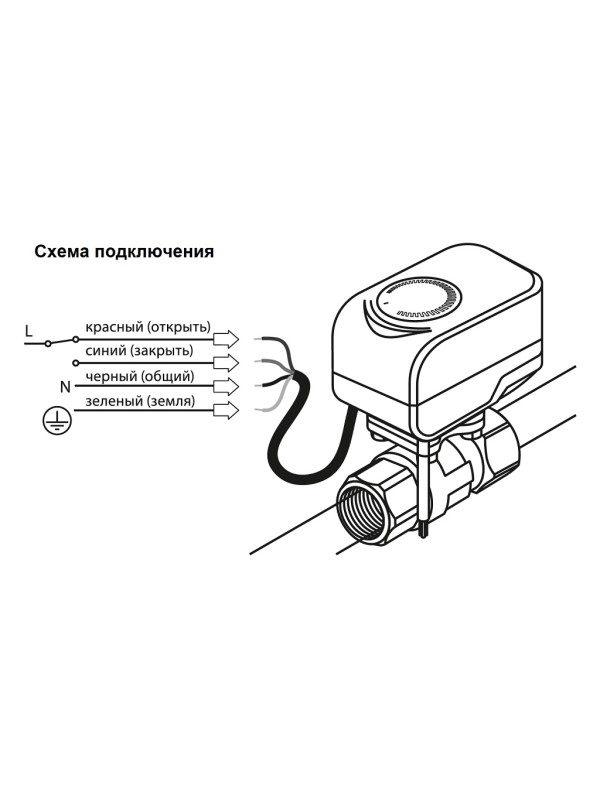 Шаровый электропривод Neptun Standard 230B 3/4" схема