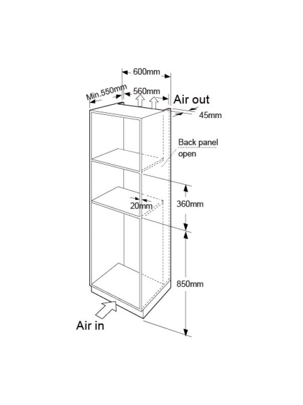 Микроволновая печь ZorG MIO252 S White схема встраивания