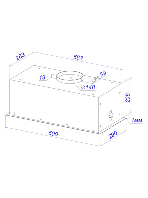 Вытяжка ZorG Addu 1060 60 S Black схема