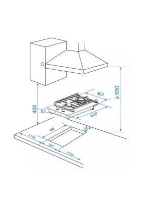 Газовая варочная панель ZorG HAG31 FDW Black схема