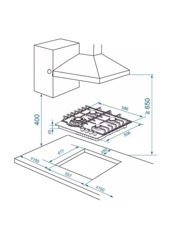 Газовая варочная панель ZorG HAG62 FDW Black схема