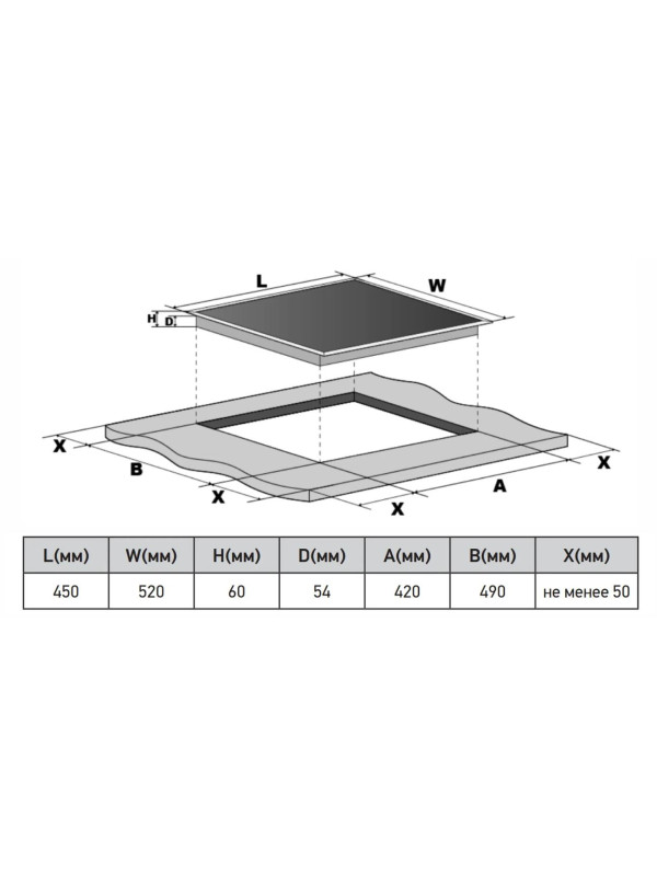 Индукционная варочная панель ZorG  INO45 Black схема