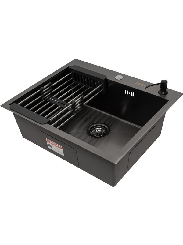 Кухонная мойка Arfeka AF 60x50.5 (комплект коландер+дозатор Black)