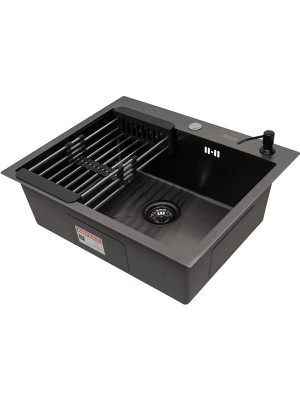Кухонная мойка Arfeka AF 60x50,5 (комплект коландер+дозатор) Black