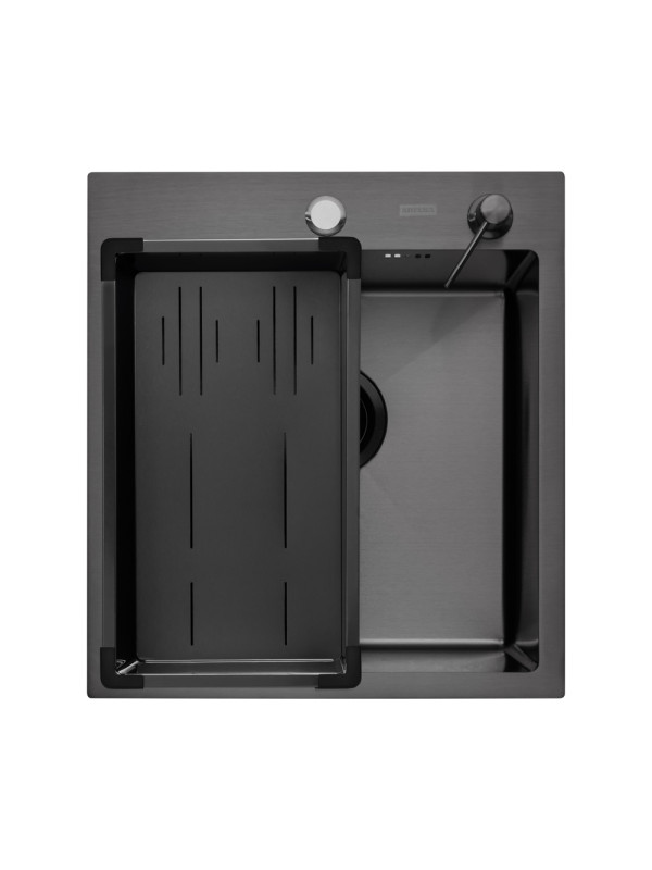 Кухонная мойка Arfeka ECO AR 45x50 (комплект коландер G+дозатор Black) сверху