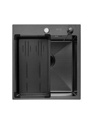 Кухонная мойка Arfeka Eco AR 45x50 (комплект коландер G+дозатор Black Decor) сверху