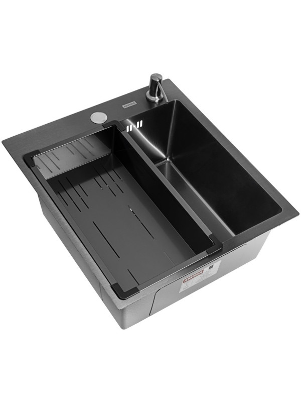 Кухонная мойка Arfeka Eco AR 45x50 (комплект коландер G+дозатор Black Decor Millet)