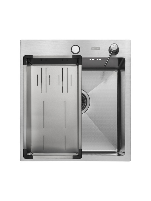 Кухонная мойка Arfeka Eco AR 45x50 (комплект коландер G+дозатор Satin Decor) сверху