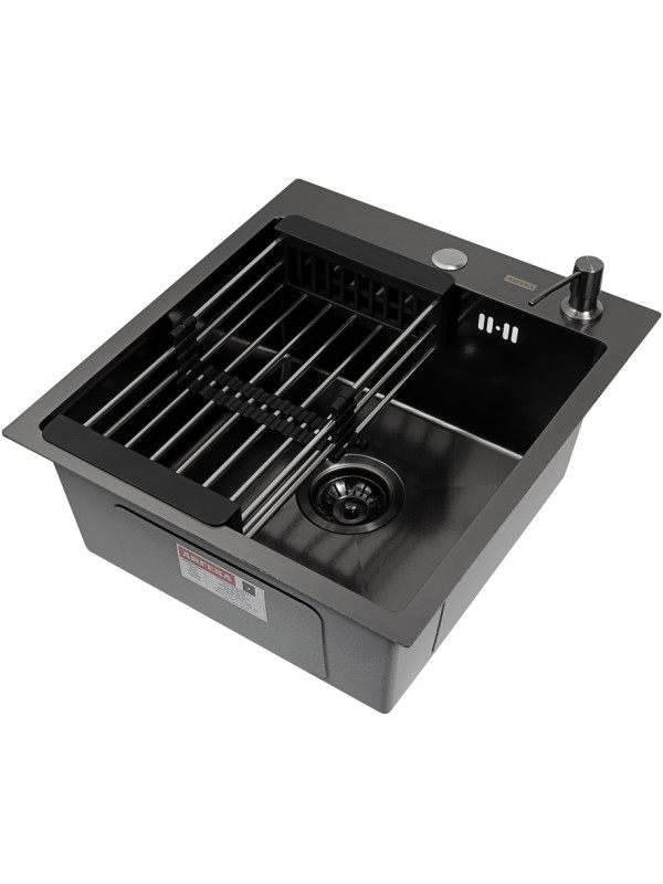 Кухонная мойка Arfeka Eco AR 45x50 (комплект коландер+дозатор Black Decor)