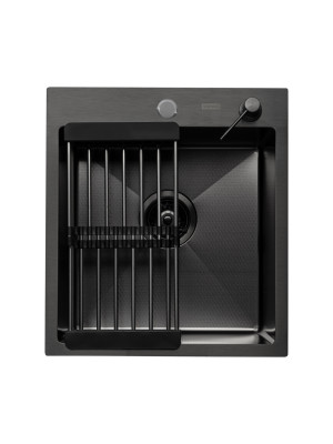 Кухонная мойка Arfeka Eco AR 45x50 (комплект коландер+дозатор Black Decor) сверху