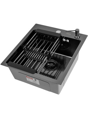 Кухонная мойка Arfeka Eco AR 45x50 (комплект коландер+дозатор) Black Decor Millet Grains