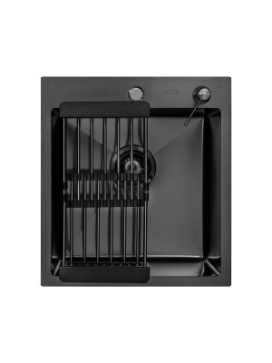 Кухонная мойка Arfeka Eco AR 45x50 (комплект коландер+дозатор Black Decor Millet Grains) сверху