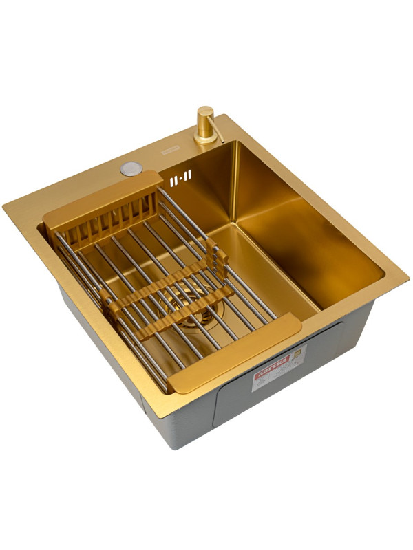 Кухонная мойка Arfeka Eco AR 45x50 (комплект коландер+дозатор Gold)