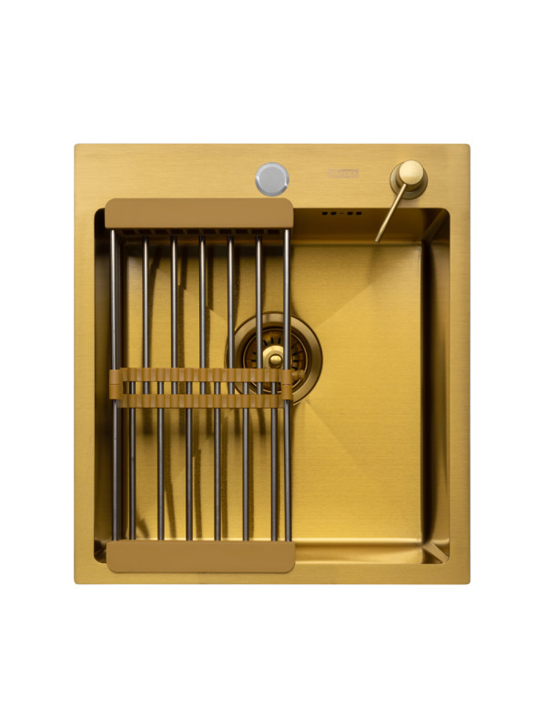 Кухонная мойка Arfeka Eco AR 45x50 (комплект коландер+дозатор Gold) сверху