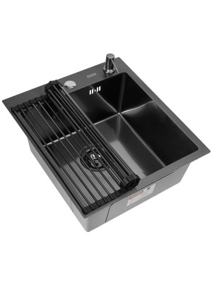 Кухонная мойка Arfeka Eco AR 45x50 (комплект роллер-мат+дозатор) Black Decor Millet Grains