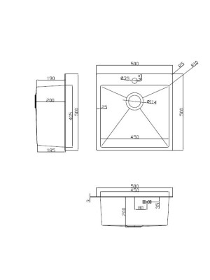 Кухонная мойка Arfeka Eco AR 50x50 (комплект коландер G+дозатор) Black Decor схема
