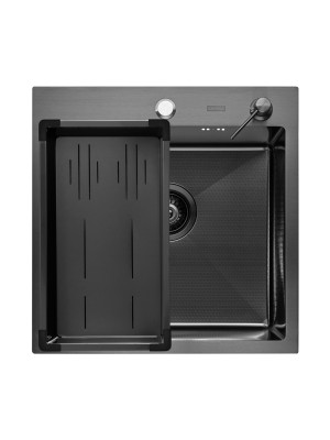 Кухонная мойка Arfeka Eco AR 50x50 (комплект коландер G+дозатор) Black Decor спереди