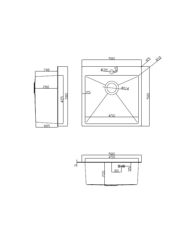 Кухонная мойка Arfeka Eco AR 50x50 (комплект коландер G+дозатор) Satin схема