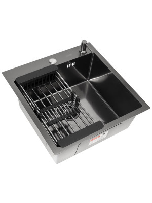 Кухонная мойка Arfeka Eco AR 50x50 (комплект коландер+дозатор) Black Decor